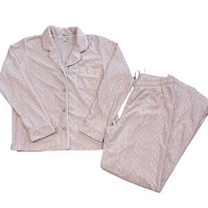 PJ Salvage Women's Pink Verry Terry Velvet Pajama Set Plush Cozy Loungewear M